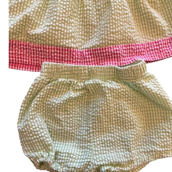 Fisher-Price Baby Girl Watermelon Outfit 12M Seersucker Dress Bloomer Hat Set - Picture 7 of 11